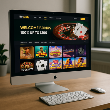 BetSixty Desktop Platform - Clean Casino Layout with Clear Navigation